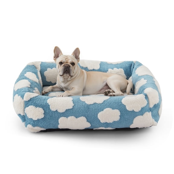 Dog Bed for small dogs, Washable Pet Beds with Anti Slip Bottom, Blue, 20"x19"x6"