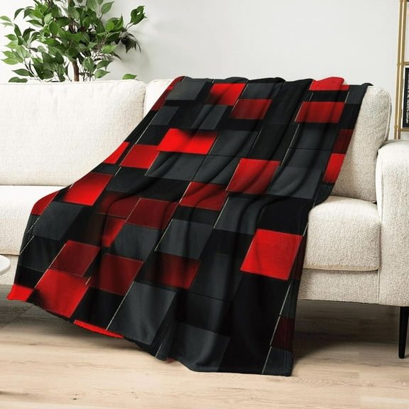 Cozy Red Plaid Flannel Throw Blanket - Soft, Warm & Versatile for Couch, Bed, Office Decor _ Perfect Christmas or Birthday Gift for All Ages
