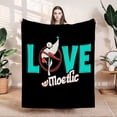 thumbnail image 1 of Cozy Retro Flannel Blanket - Soft Warm and Durable with Playful Sporty Design Perfect for Sofa Travel Bed or Chair, 1 of 7