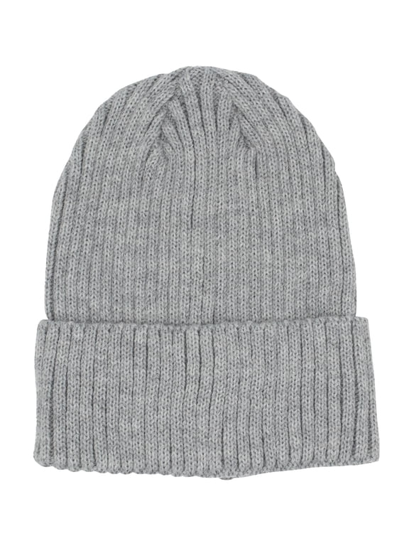 Cozy Rib Knit Cuff Beanie – Warm Stylish Winter Hat For Men Women, Heather Grey