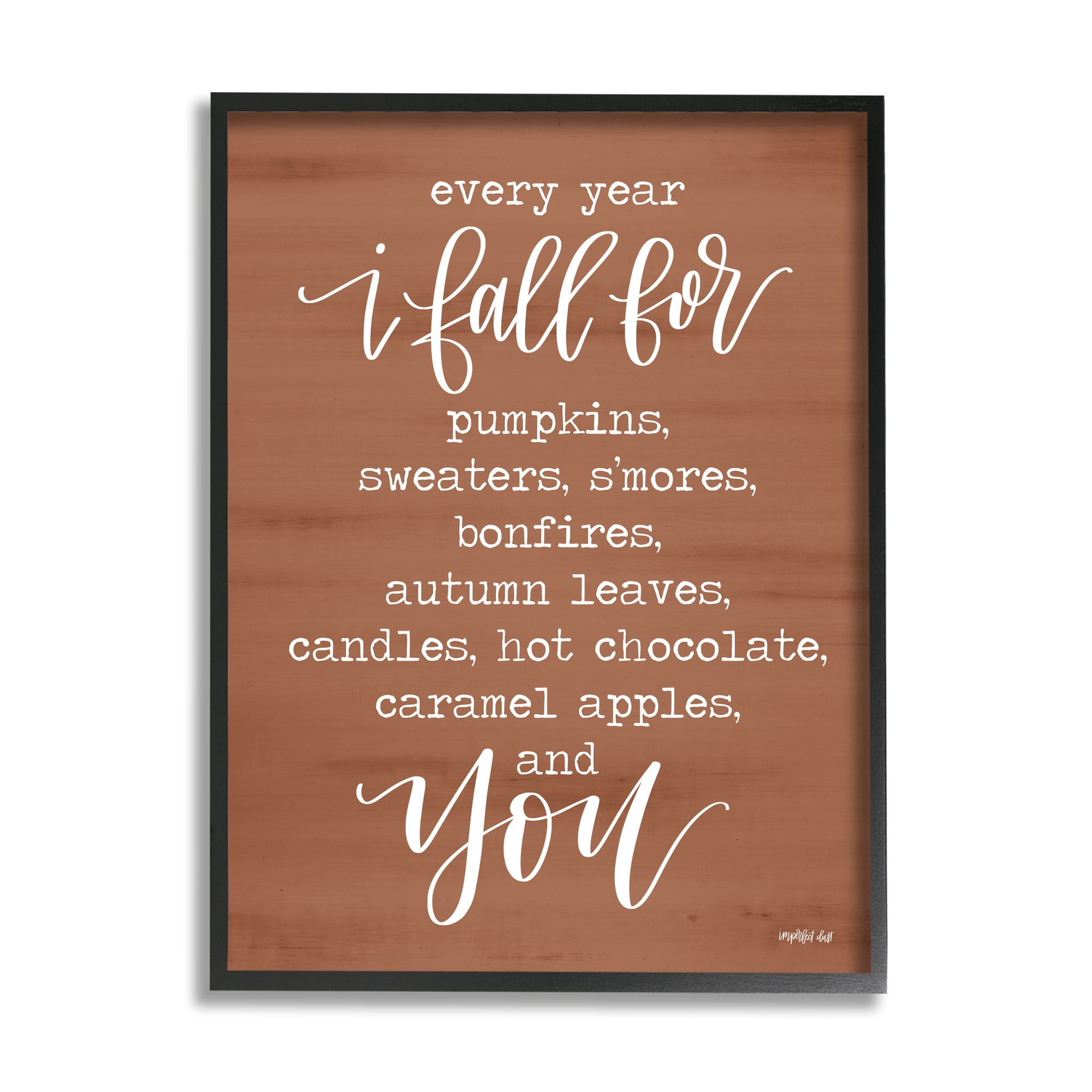 Cozy Romantic Autumn Quote Brown Seasonal Calligraphy Inspirational Graphic Art Framed Art Print Wall Art