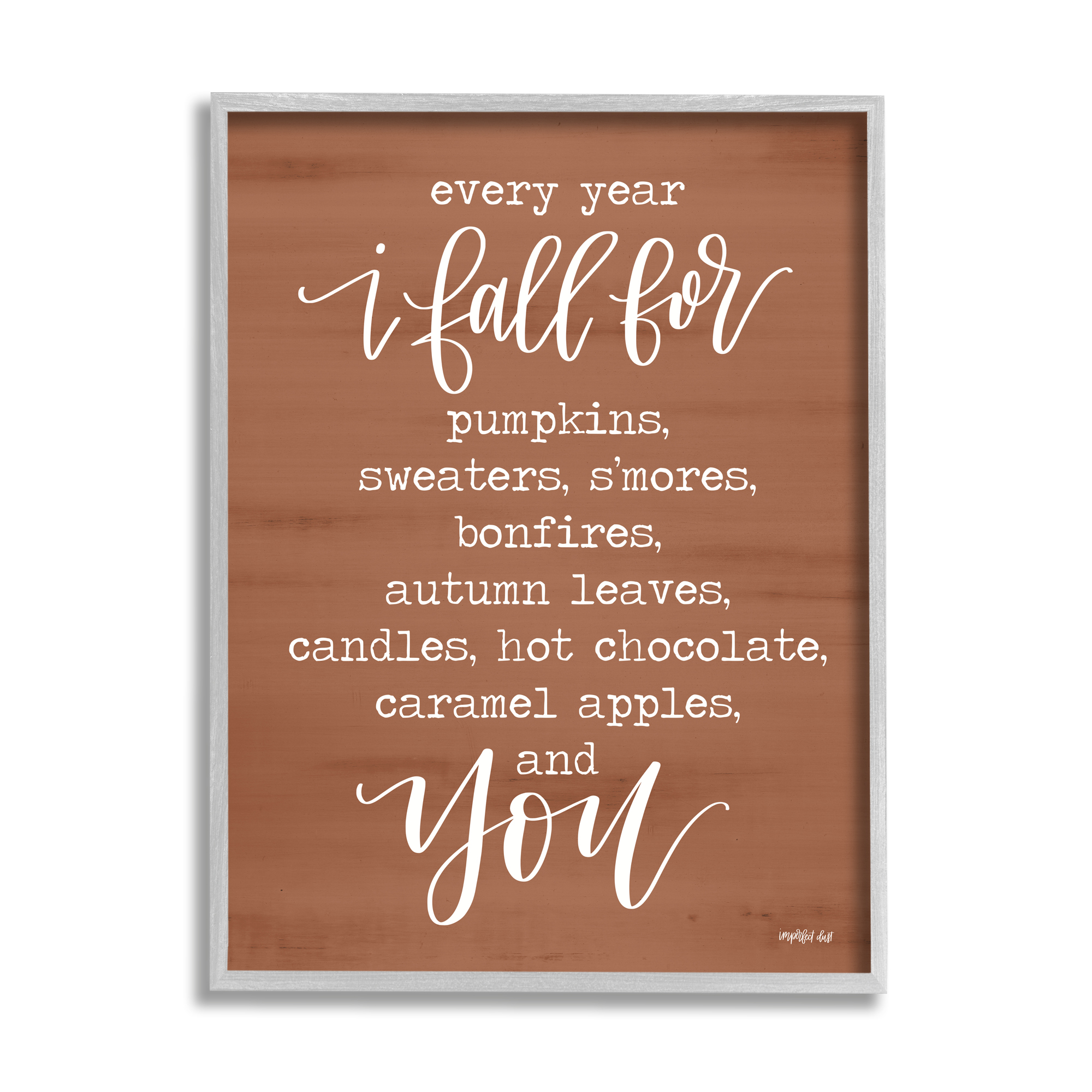 Cozy Romantic Autumn Quote Brown Seasonal Calligraphy Inspirational Graphic Art Framed Art Print Wall Art
