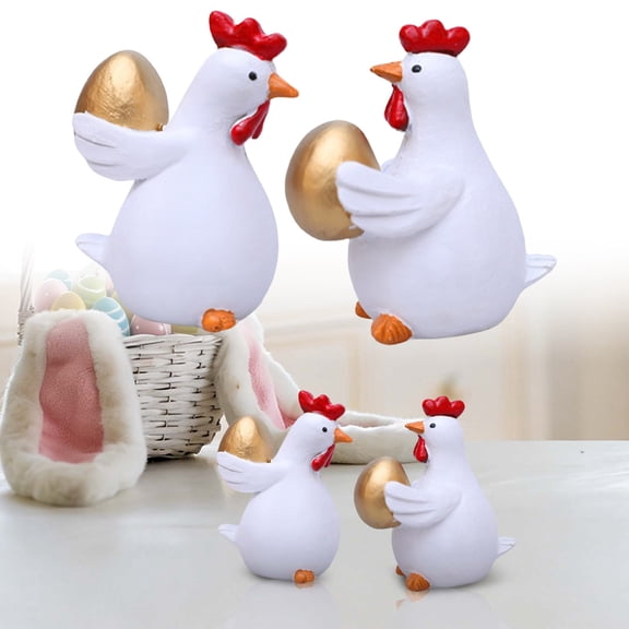 Cozy Room Decor Accent, 2PCS Easter Chicken Figurines 2.76inch Resin Hen S, Chicken Figurine, Hen Statue, Farm Decor.