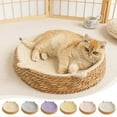 thumbnail image 1 of Cozy Round Rattan Pet Bed for Dogs Cats, Breathable Washable All-Seasons Pet Cushion Mat for Indoor Use, Portable and Comfortable, 1 of 7