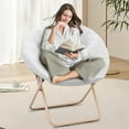 thumbnail image 1 of Cozy Saucer Chair, Living Room Chair, Faux Fur Soft Thick Padded Folding Chair, Comfortable Moon Chair for Living Room, Bedroom, Reading Nook, Modern Style, White, 1 of 24