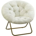 thumbnail image 1 of Cozy Saucer Chairs Faux Fur For Living Room Folding Thick Padded Seat Metal Frame X-Large Reading Lounge Furniture,Rice White, 1 of 7