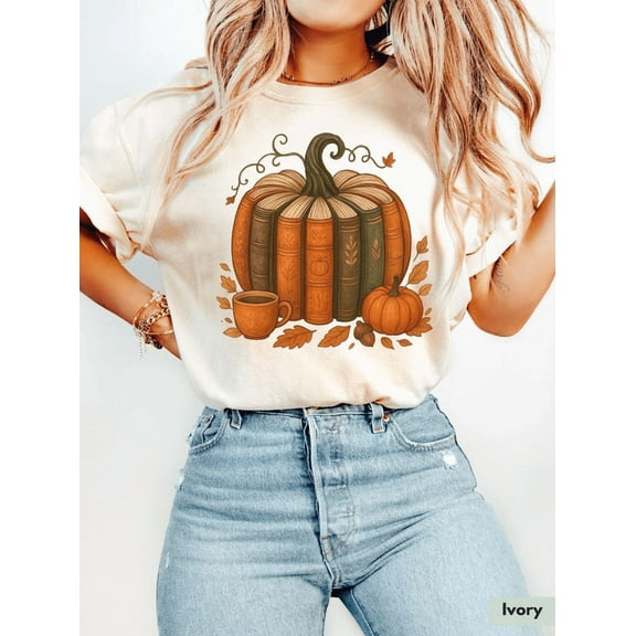 Cozy Season T-Shirt, Books Lover Fall Shirt, Cute Pumpkin Graphic Tee