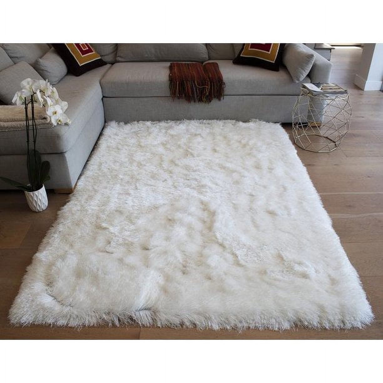 Cozy Shag Shag Rug Contemporary Living Room Modern Bedroom Soft Shaggy Area Rug Carpet Rug Fluffy Fuzzy Furry Flokati 5-Feet-by-7-Feet Snow White Color