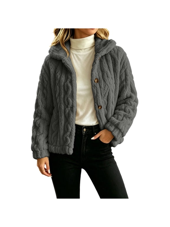 Cozy Sherpa Bed Jackets for Women Button Up Fuzzy Fleece Jacket
