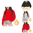 thumbnail image 1 of Cozy Sherpa Lined Pullover Hoodie, Soft Long Sleeve Sweatshirt for Kids Girls and Boys, Winter Warm Wear, 1 of 9