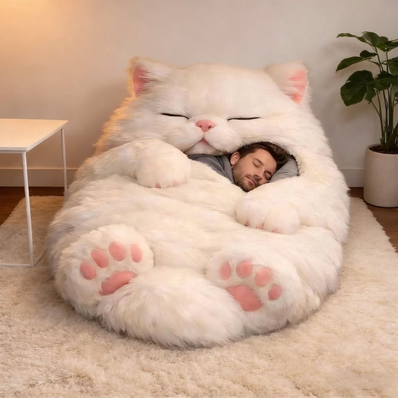 Cozy Sleeping Bag with Adorable Cat Design - Soft Envelope Style for Indoor Lounging, Camping & Sleepovers, Novelty Home Comfort(A)