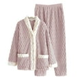 thumbnail image 1 of Cozy Sleepwear for Women Warm Fleece Pajama Set Fall And Winter 2 Pieces Lounge Sets Purple L, 1 of 8