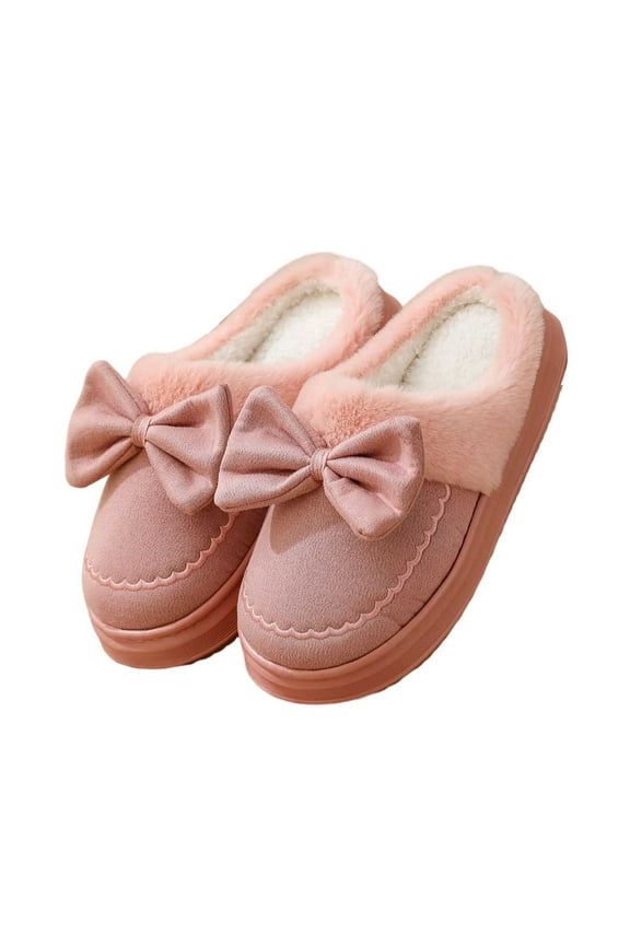 Cozy Slippers for Women Fuzzy Plush Soft Comfort for Home & Spa Cozy Winter Slippers With Bow Detail Soft Lined Shoes For Indoor Comfort And Warmth Sole