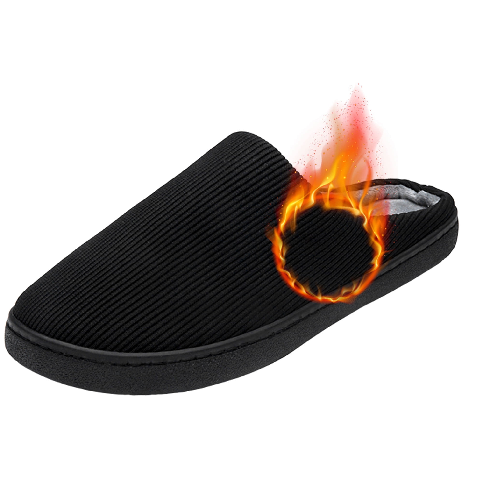 Cozy Slippers for Women Men Fuzzy House Shoes with Memory Foam Black 5 ...