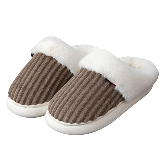 Cozy Slippers for Women Men Unisex Indoor and Outdoor Cordurory Fuzzy House Shoes with Platform Memory Foam