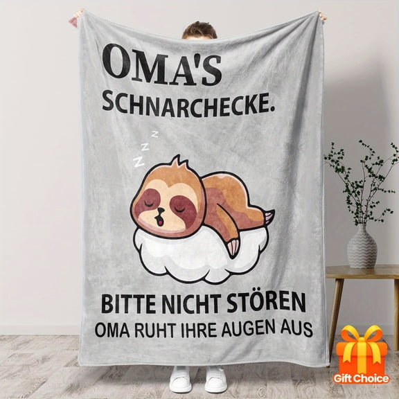 Cozy Sloth Blanket: Perfect Gift for Grandma Soft Fleece Digital Print All Seasons 60"x80"