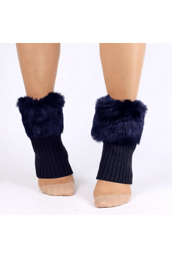 Cozy Slouch Knit Leg Warmers for Women - Fashionable Ankle Cuffs for Fall & Winter, Perfect for Layering Over Socks or Boots, One Size Fits Most Dark Blue One Size
