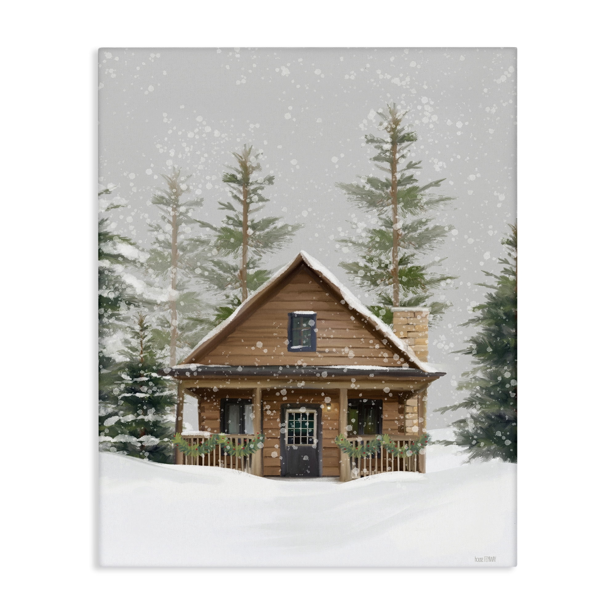 Stupell Industries Cozy Snowy Forest Cabin Canvas Wall Art, design by ...
