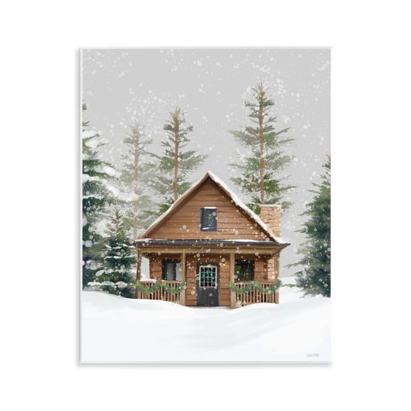 Stupell Industries Cozy Snowy Forest Cabin Wall Plaque Art, design by House Fenway, 14 x 11