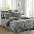 thumbnail image 1 of Cozy & Soft 8-Piece Bedding Set - Includes Comforter, Smart Sheet Set, Bed Skirt, Matching Pillowcases and Shams, Bamboo Design, King/California King, Gray Comforter Set, 1 of 7