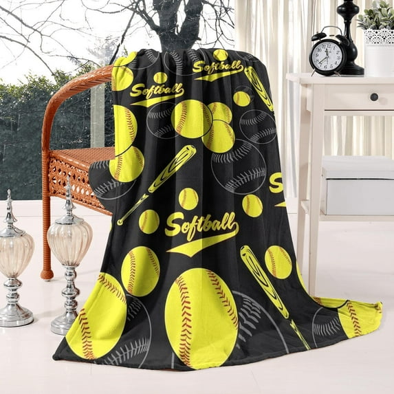 Cozy Soft Baseball Themed Fleece Blanket, Warm Baseball Gifts for Boys/Men/Team, Gifts for Baseball Players/Lovers, Who Loves Baseball Throw Blanket 50'' X 60''