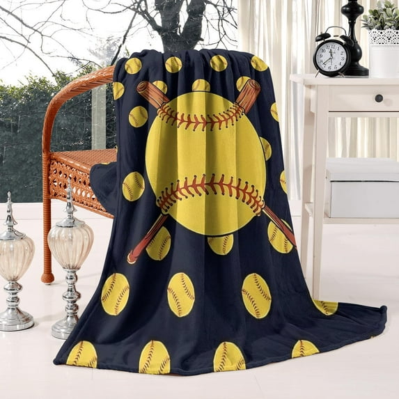 Cozy Soft Baseball Themed Fleece Blanket, Warm Baseball Gifts for Boys/Men/Team, Gifts for Baseball Players/Lovers, Who Loves Baseball Throw Blanket 50'' X 60''