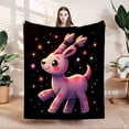 thumbnail image 1 of Cozy Soft Flannel Blanket with Whimsical Heart & Flower Patterns - Perfect for Sofa Travel Bed or Chair - Durable & Warm, 1 of 7