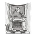 thumbnail image 1 of Cozy Soft Flannel Fleece Throw Blanket, Greyscale Sketchy Illustration of Cozy Edge of Home with Log, Cozy Plush for Indoor and Outdoor Use, 70" x 90", Pale Taupe Dimgray White, by Ambesonne, 1 of 5