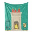 thumbnail image 1 of Cozy Soft Flannel Fleece Throw Blanket, Simplistic Classic Look Interior Illustration with Log and Candles Print, Cozy Plush for Indoor and Outdoor Use, 50" x 60", Multicolor, by Ambesonne, 1 of 5