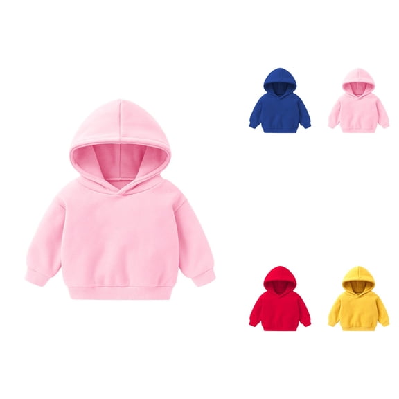 Cozy Soft Pullover Hoodie for Toddler Girls & Boys, Casual Unisex Winter Sweatshirt Top, Solid Color Kids' Warm Sweater