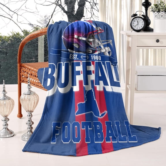 Cozy Soft Football Themed Fleece Blanket, Warm Football Gifts for Boys/Men/Team, Gifts for Football Players/Lovers, Who Loves Football Throw Blanket 50'' X 60'', Buffalo