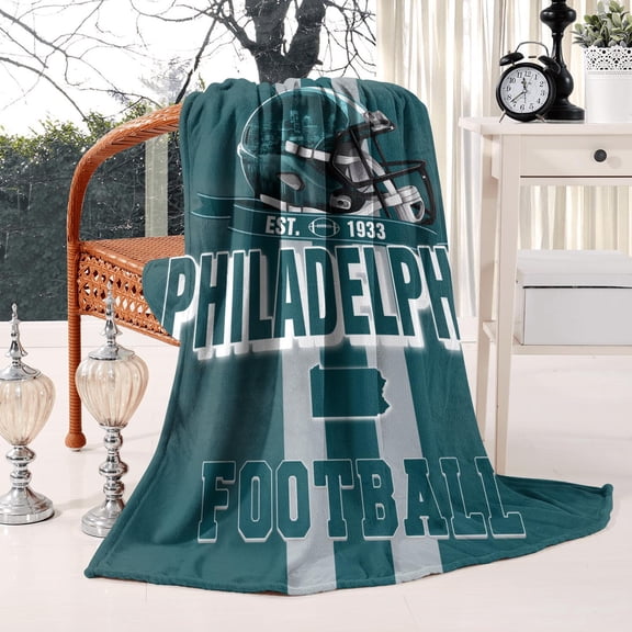 Cozy Soft Football Themed Fleece Blanket, Warm Football Gifts for Boys/Men/Team, Gifts for Football Players/Lovers, Who Loves Football Throw Blanket 50'' X 60'',Philadelphia