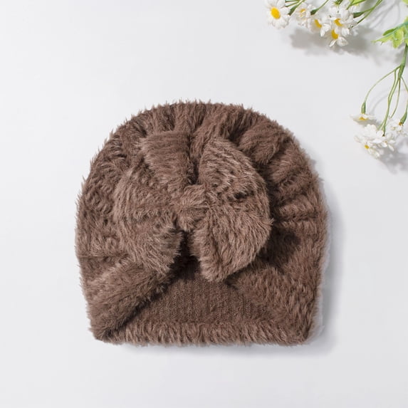 Cozy Solid Baby Hat With Soft Bow For Cold Weather Warm Cap For To Toddlers Comfort And Cute Baby Accessory, 0-24 Months, Coffee