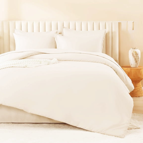 Cozy Solid Beige Full Size Bed In A Bag 7 Piece Bedding Set With Sheets