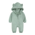 thumbnail image 1 of Cozy Solid Color Long Sleeve Hooded Romper Jumpsuit for Toddler, 1 of 8