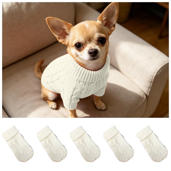 Cozy Solid Knit Sweater For Small Puppy Autumn Winter Warm Tiny Breeds Pet Apparel Indoor