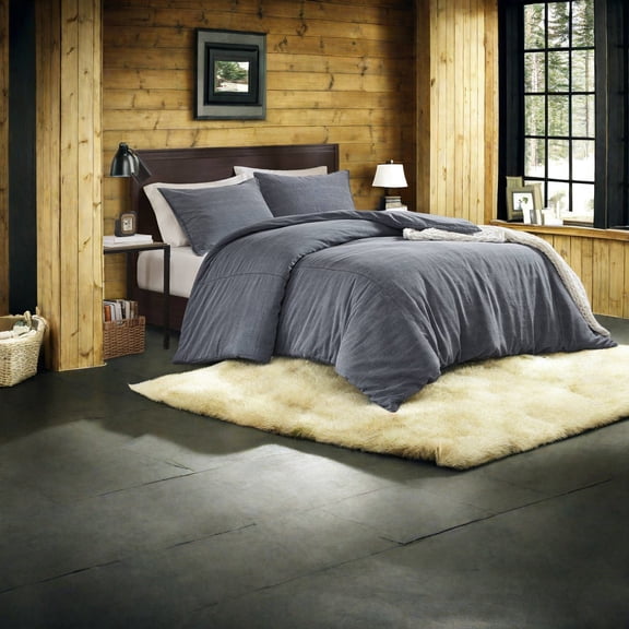 Cozy StoneWashed Cotton Bedding Set King/Cal King Size Timeless Blue for All Seasons