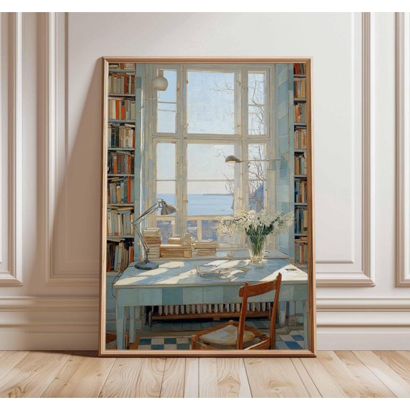 Cozy Study Room Window View Poster Unframed Paper Print