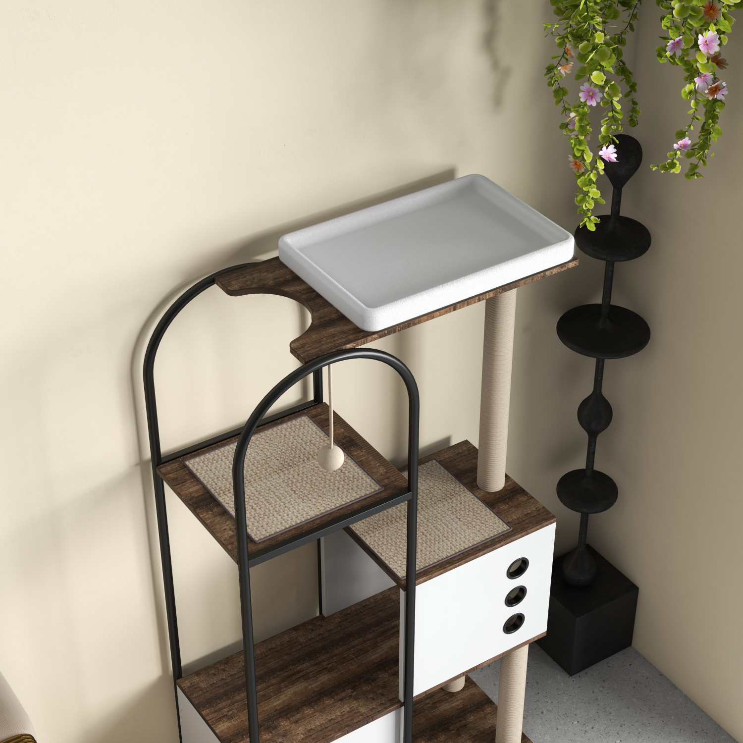 Cozy and Sturdy Cat Tree Condo House with Scratching Post for Indoor