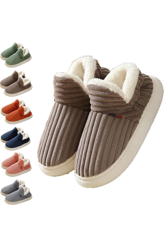 Cozy Stylish Slipper Booties, Winter Fuzzy Warm Thick-Soled Plush House Cloud Slides with Anti-Slip Soles for Men and Women, Machine Washable