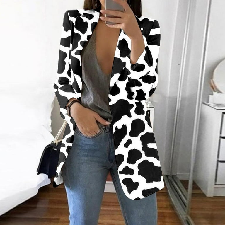 Cow print blazer top