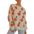 thumbnail image 1 of Cozy Sweaters For Women Casual Relaxed Fit Orange Pattern Long Sleeve Crew Neck Stretch Pullover Tops Comfortable Soft Fall Clothes, 1 of 6
