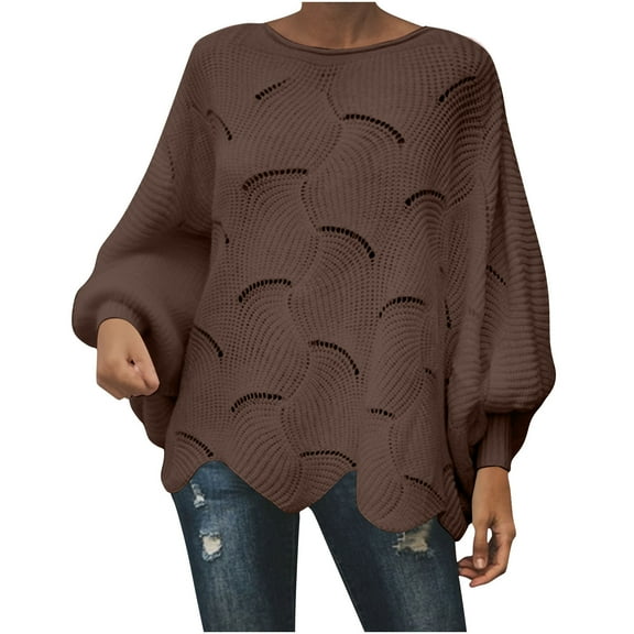 Cozy Sweaters For Women Sevevn Women's Fashion Pullover Dolman Sleeved Round Neck Knitted Sweater