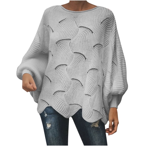 Cozy Sweaters For Women Sevevn Women's Fashion Pullover Dolman Sleeved Round Neck Knitted Sweater