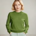 thumbnail image 1 of Cozy Sweaters for Women Soft Cable Long-Sleeve Crewneck Tops Army Green 2XL, 1 of 5
