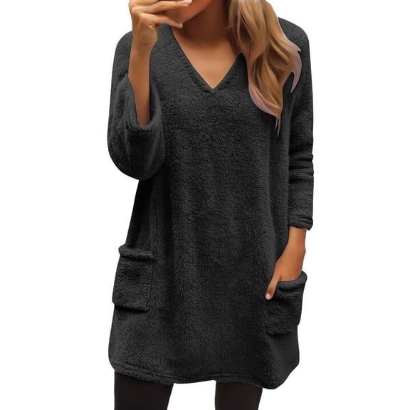 Cozy Sweaters for Women Soft Long Sleeve V Neck Comfort Sweater Lightweight Casual Pullover Winter Warm Long Tops