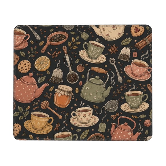 Cozy Tea Time Cafe Doodle Mouse Pad Non-Slip Rubber Gaming Mousepad Rectangle for Computers Laptop 7.9 x 9.5 in