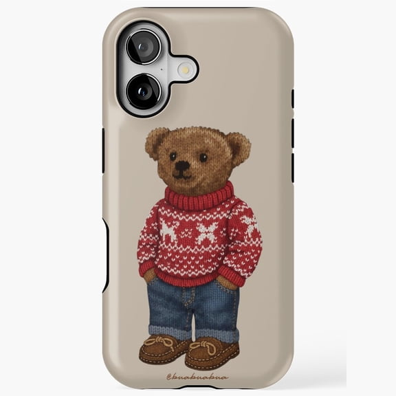 Cozy Teddy Bear Holiday Cheer Gift Art Christmas Toy Animal A826 Protective Case for iPhone 17 16 15 14 13 12 11 Pro Max