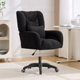 thumbnail image 1 of Cozy Teddy Desk Chair with Wheels, SESSLIFE Black Home Office Chair with High Back and Lumbar Pillow, Adjustable Swivel Computer Chair Home Office, Study, Vanity Room, Bedroom, 1 of 8
