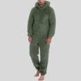 thumbnail image 1 of Cozy Thermal Jumpsuit for Everyday Casual Wear with Zip Front Lined Comfort and Relaxed Fit Nighttime Pajama Piece, Dark Green, XL, 1 of 5